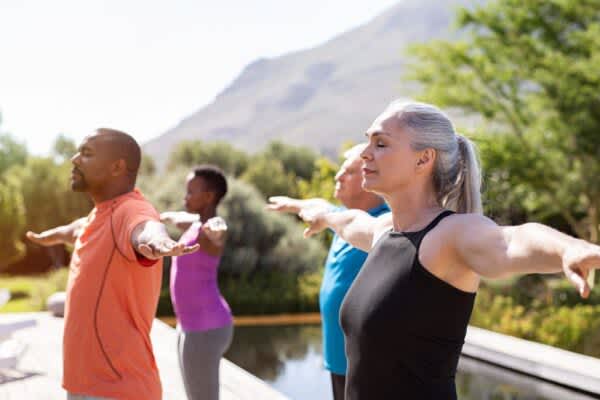 Exercise and Sleep stock photo of a group of senior people exercising
