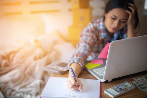 Sleep Calculator woman with many things to schedule